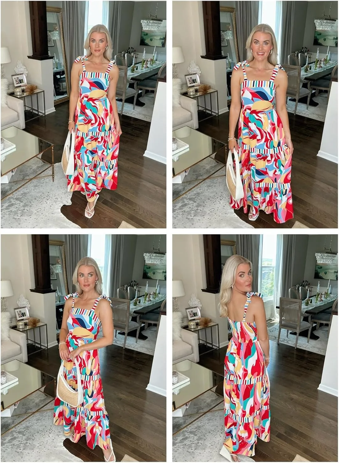 AlvaQ Women's 2025 Summer Sleeveless Floral Print Maxi Dress Strap Square Neck Beach Sun Dress