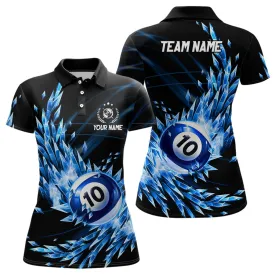 Billiard Blue or Yellow Frozen Ice Customized Name, Team Name 3D Polo Shirt For Women