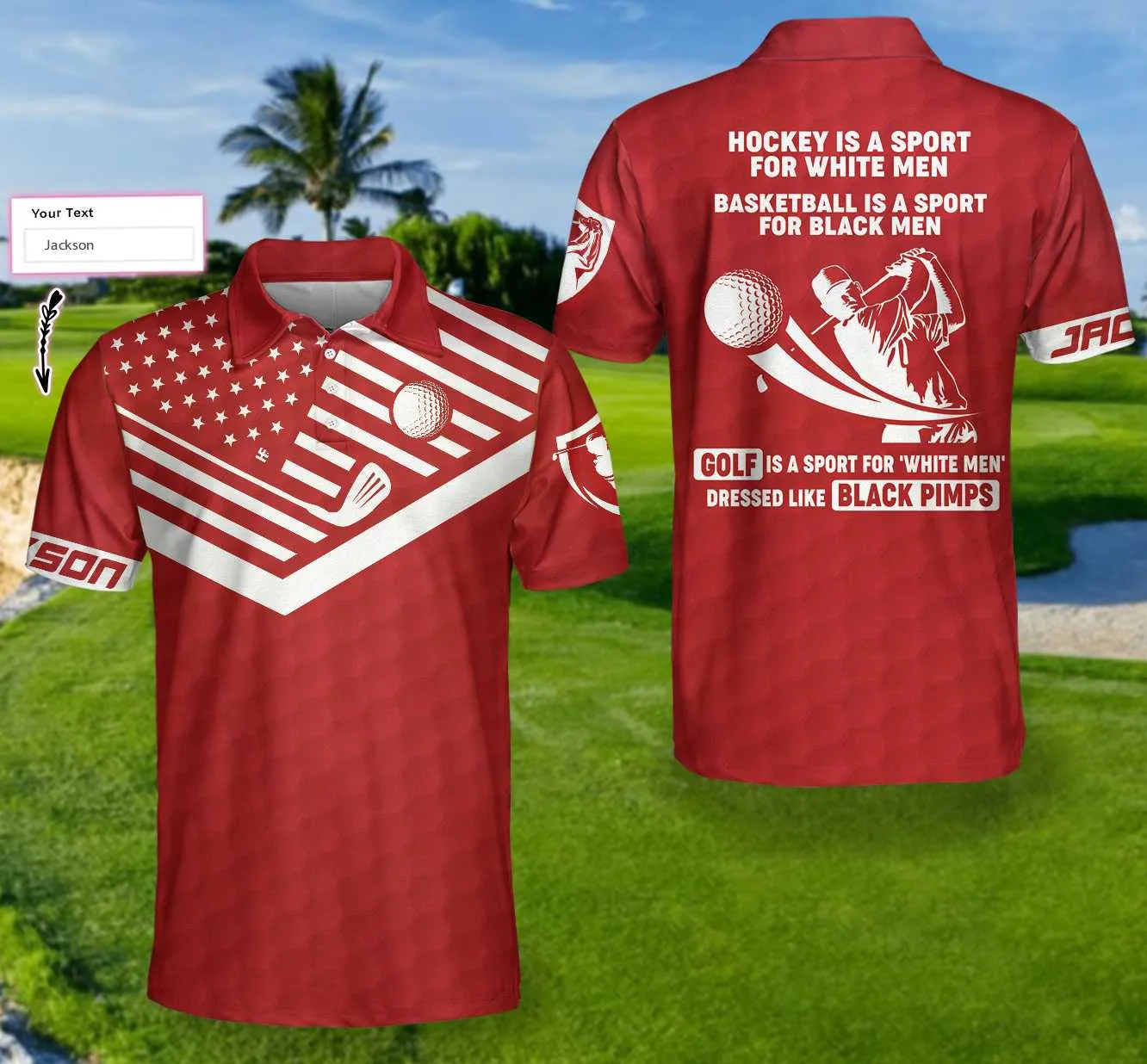 Black Pimps Sunday Red American Flag Golf Custom Polo Shirt, Personalized Shirt For Golfers Coolspod