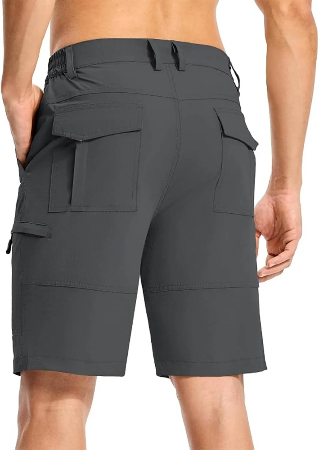 Cargo Shorts for Men Summer Casual Knee Length Water Resistant Work Fishing Hiking Shorts Elastic Waist Short Pants