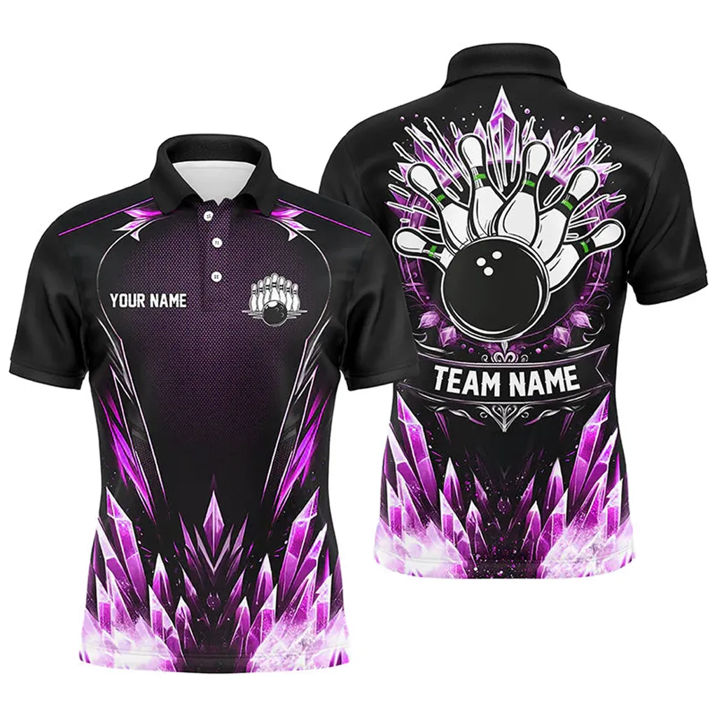Coolspod Ice Jade Bowling Ball And Pins Team League Multicolor Option Customized Name 3D Polo Shirt