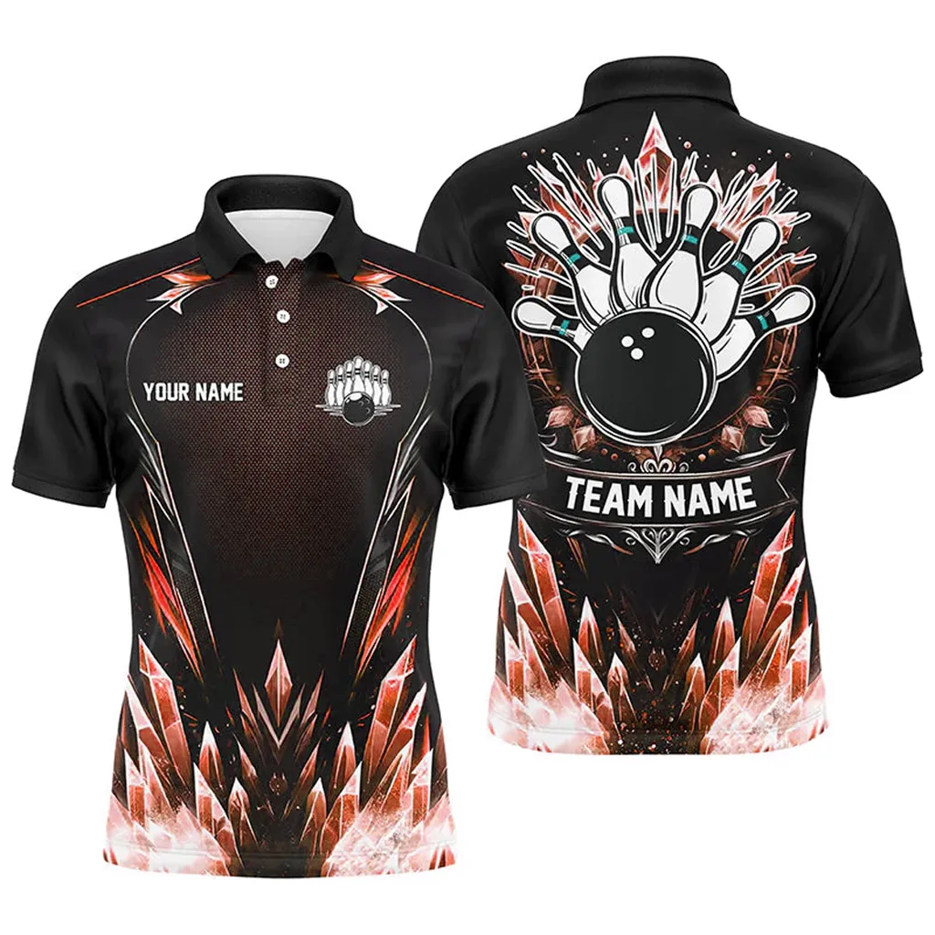 Coolspod Ice Jade Bowling Ball And Pins Team League Multicolor Option Customized Name 3D Polo Shirt