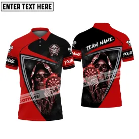Darts Fire Flame Skull Pro Sport Jersey Multicolor Option Customized Name, Team Name 3D Polo Shirt