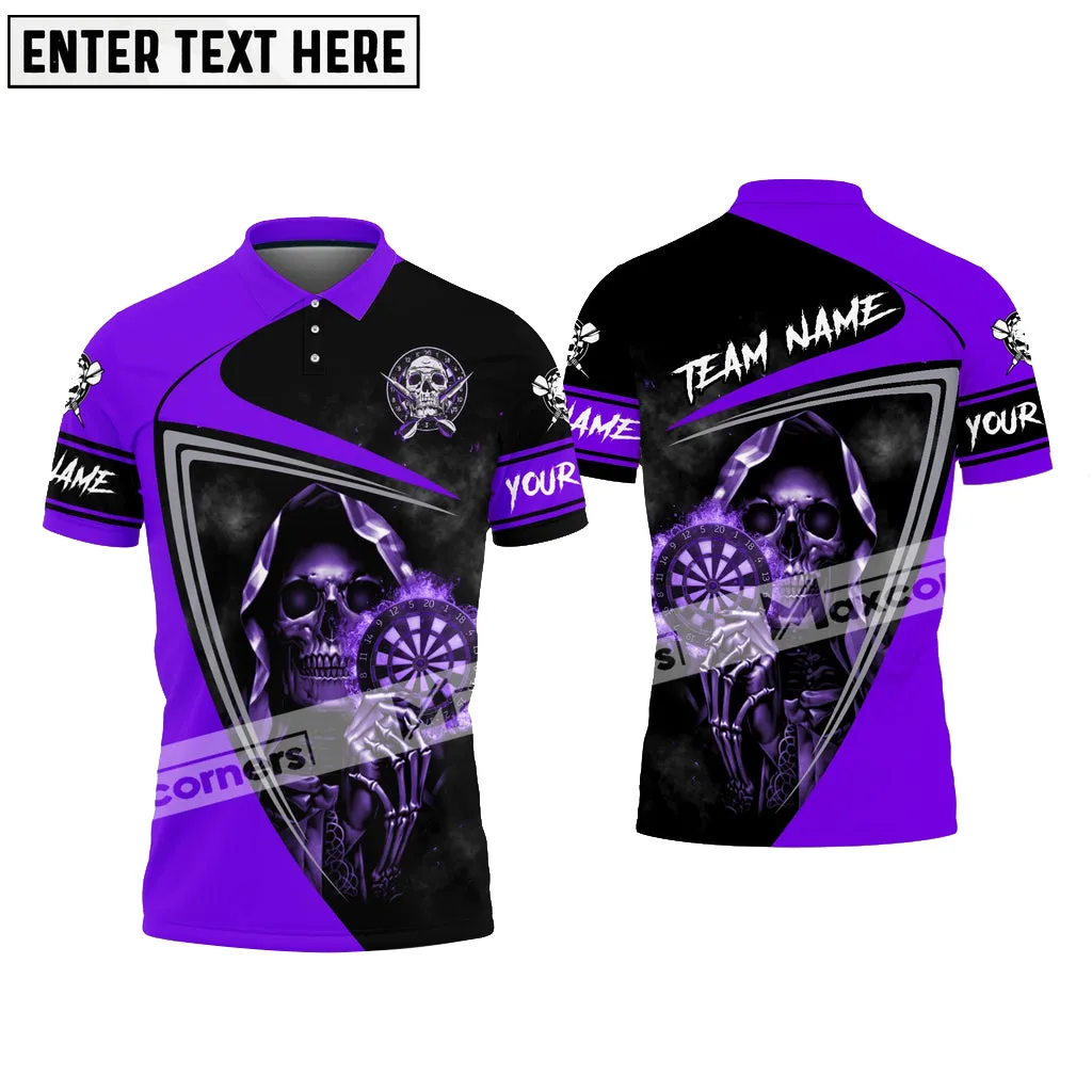 Darts Fire Flame Skull Pro Sport Jersey Multicolor Option Customized Name, Team Name 3D Polo Shirt