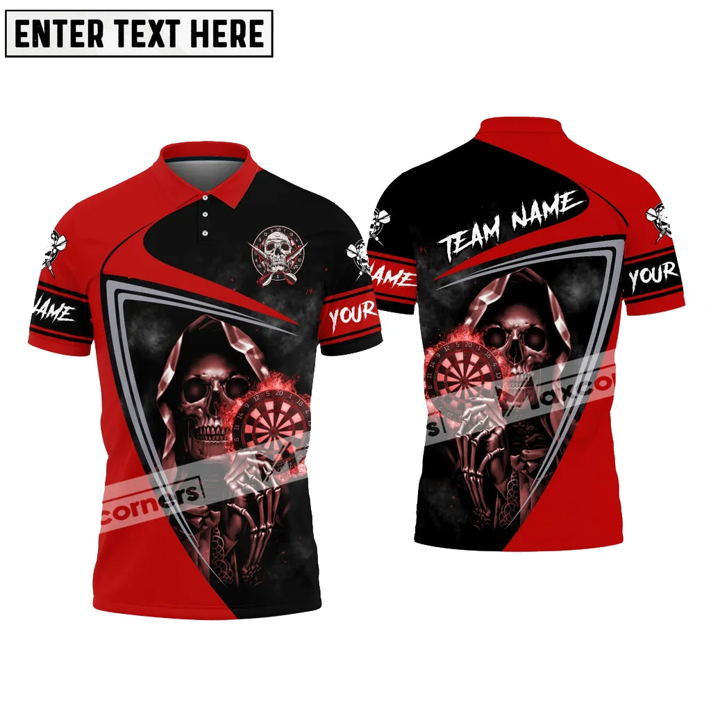 Darts Fire Flame Skull Pro Sport Jersey Multicolor Option Customized Name, Team Name 3D Polo Shirt