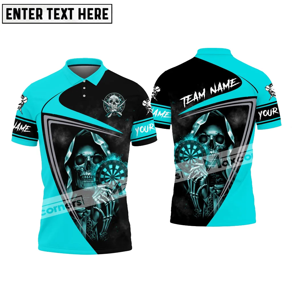 Darts Fire Flame Skull Pro Sport Jersey Multicolor Option Customized Name, Team Name 3D Polo Shirt