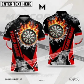 Darts Flame Declare War Color Options Personalized Name, Team Name 3D Polo Shirt