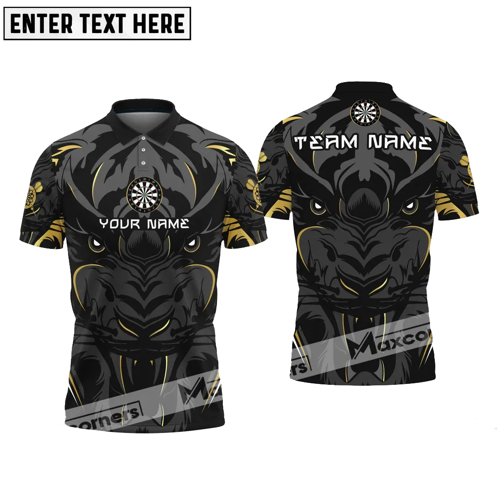 Darts Premium Tiger Pattern Multicolor Options Personalized Name, Team Name 3D Polo Shirt