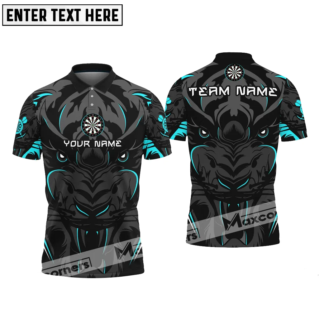 Darts Premium Tiger Pattern Multicolor Options Personalized Name, Team Name 3D Polo Shirt