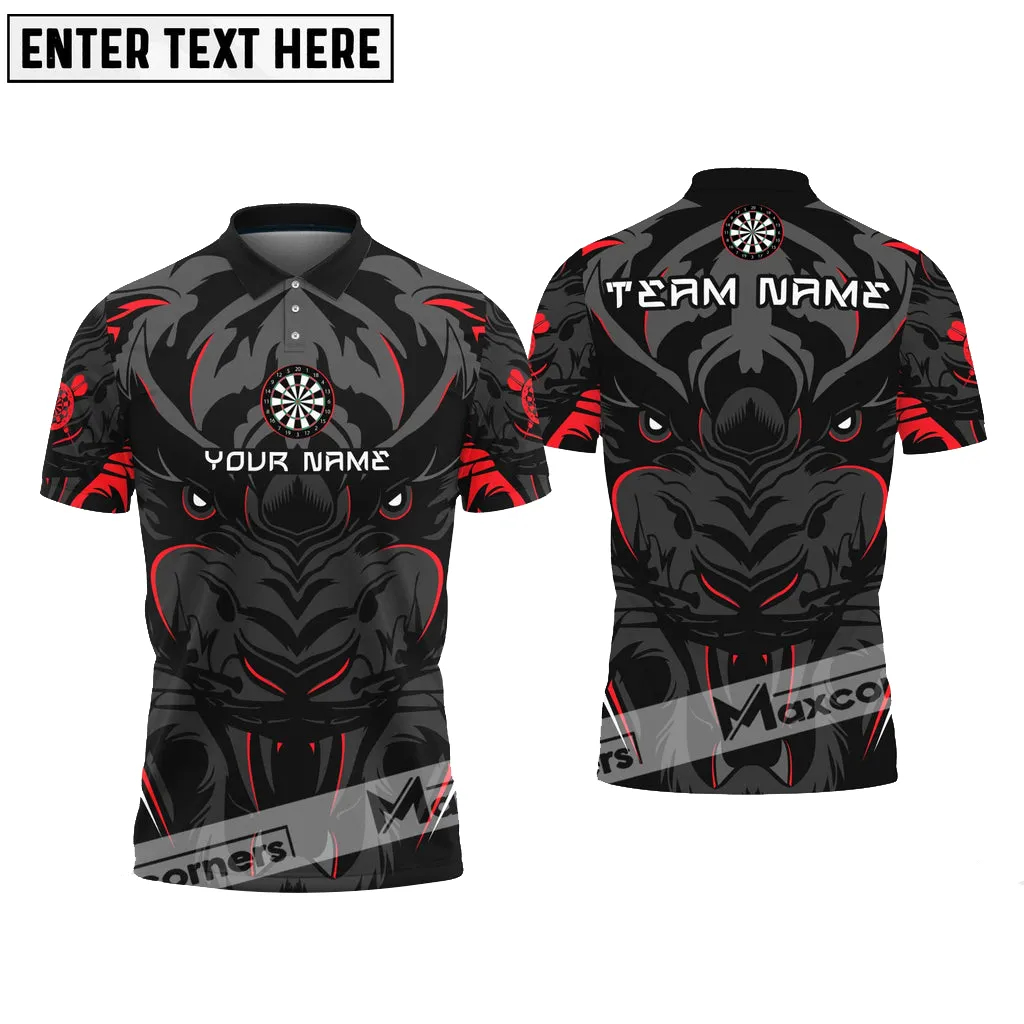 Darts Premium Tiger Pattern Multicolor Options Personalized Name, Team Name 3D Polo Shirt