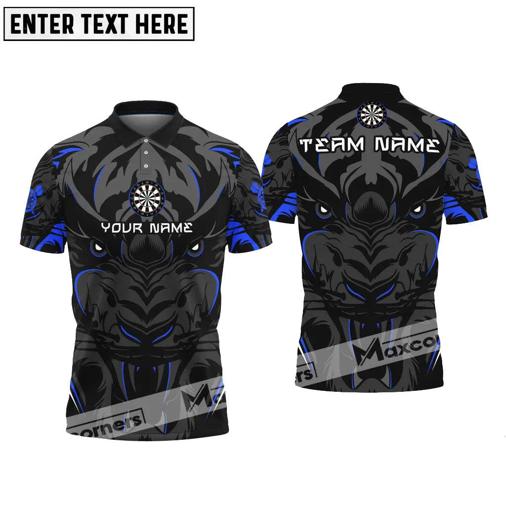 Darts Premium Tiger Pattern Multicolor Options Personalized Name, Team Name 3D Polo Shirt
