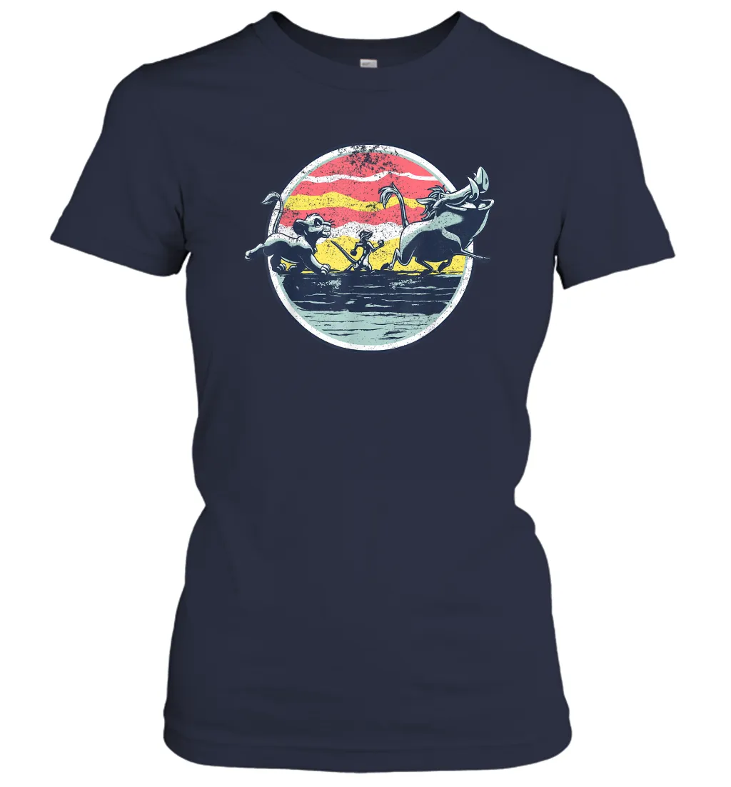 Disney Lion King Distressed Group Circle Scene Graphic Women Cotton T-Shirt