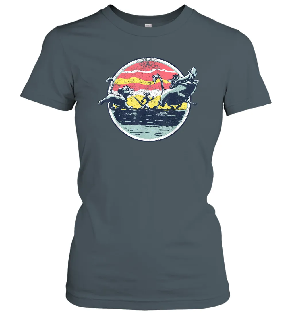 Disney Lion King Distressed Group Circle Scene Graphic Women Cotton T-Shirt