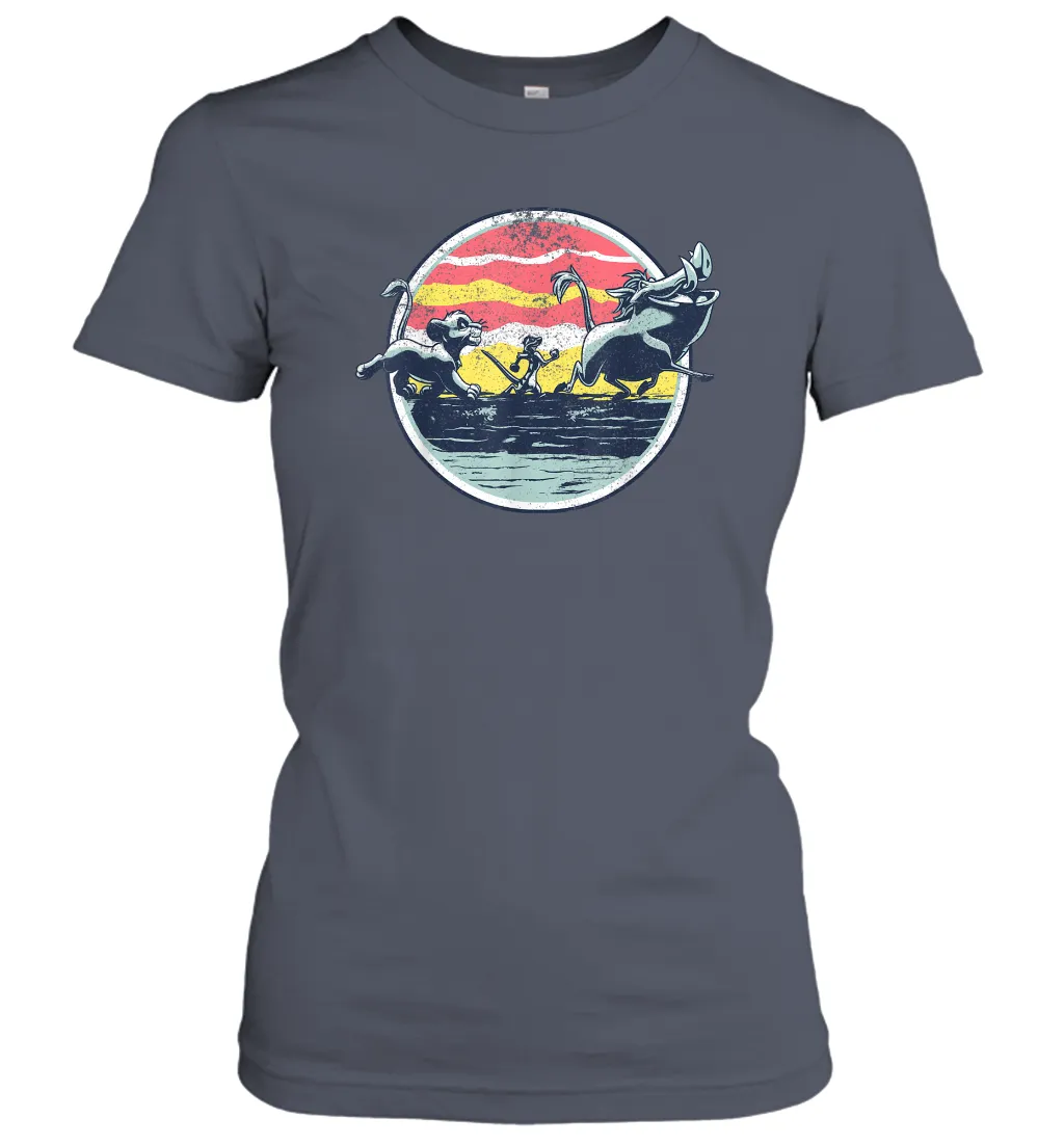 Disney Lion King Distressed Group Circle Scene Graphic Women Cotton T-Shirt