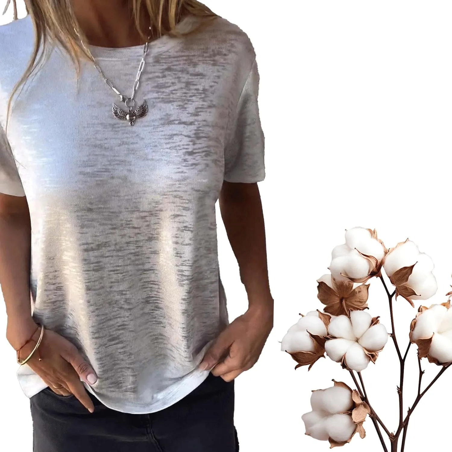 Emboadlie Gold Foil Short-Sleeved T-Shirt, Comfortable and Breathable, Suitable for Women's Casual Wear
