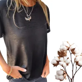 Emboadlie Gold Foil Short-Sleeved T-Shirt, Comfortable and Breathable, Suitable for Women's Casual Wear