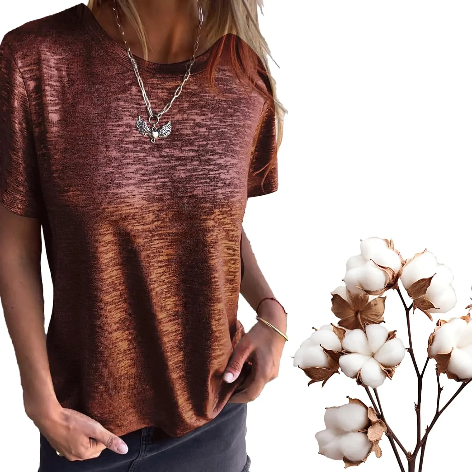 Emboadlie Gold Foil Short-Sleeved T-Shirt, Comfortable and Breathable, Suitable for Women's Casual Wear