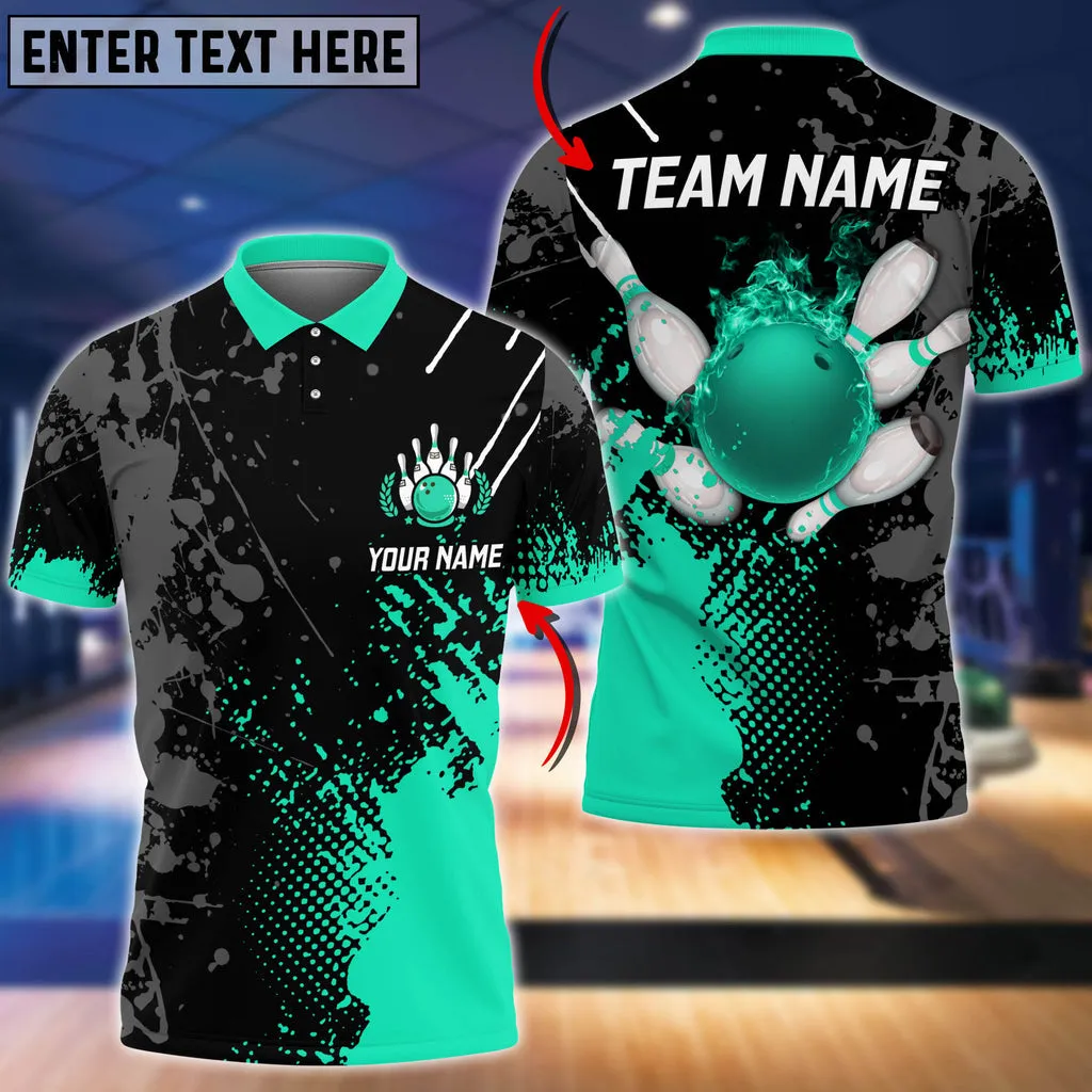 Fire Paint Bowling And Pins Multicolor Option Customized Name 3D Shirt