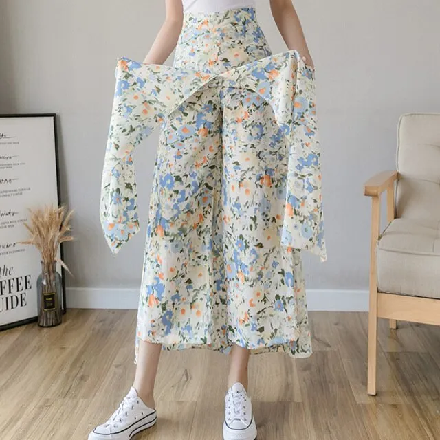 Floral Print Wide Leg Pants