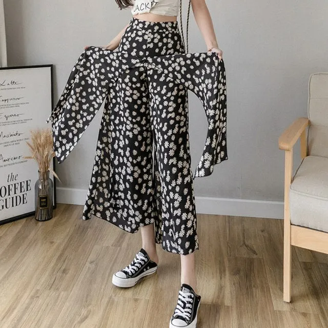 Floral Print Wide Leg Pants