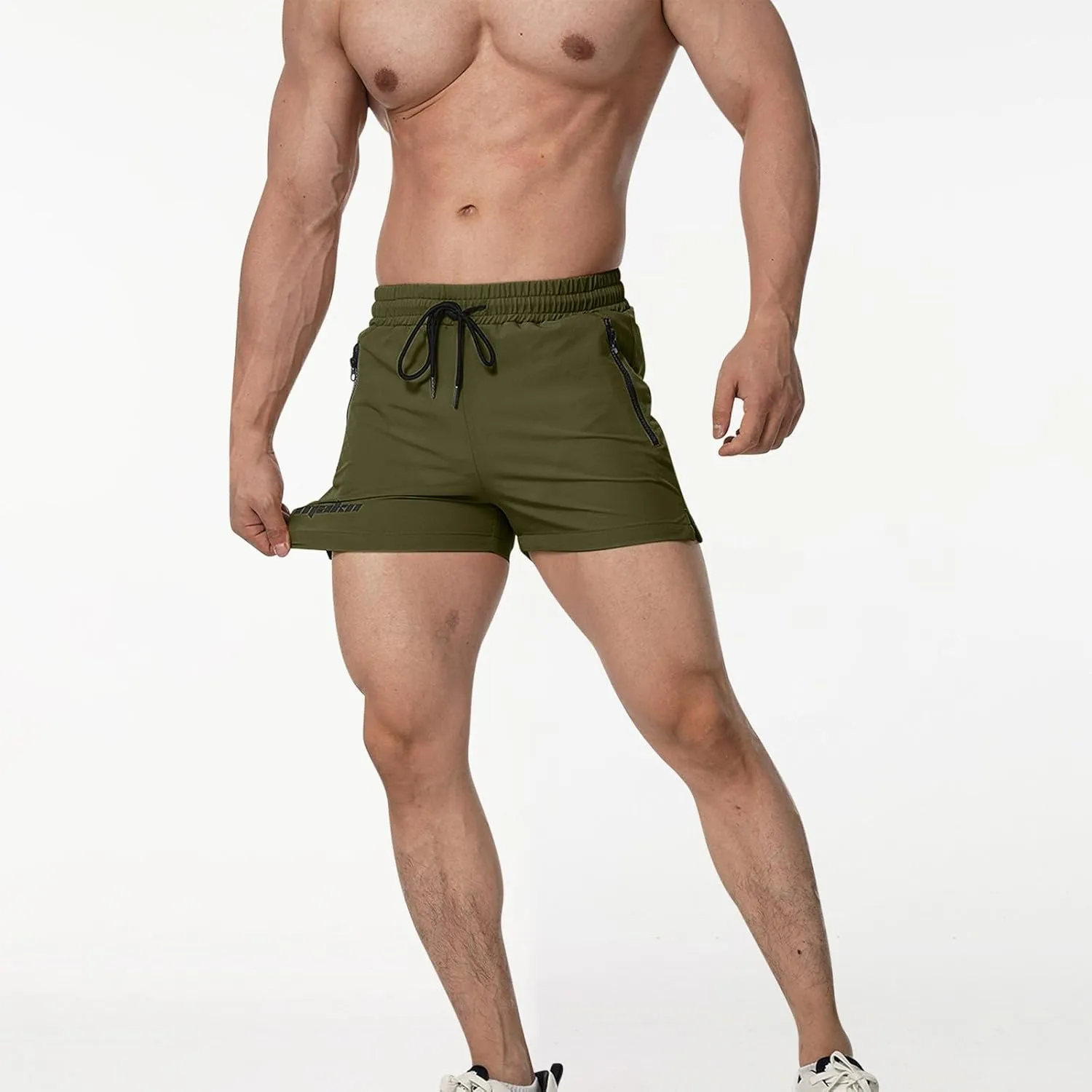 Gym Shorts Men Zipper Pockets Quick Dry Athletic Workout Basketball Running Shorts Lightweight 5 Inch Pants