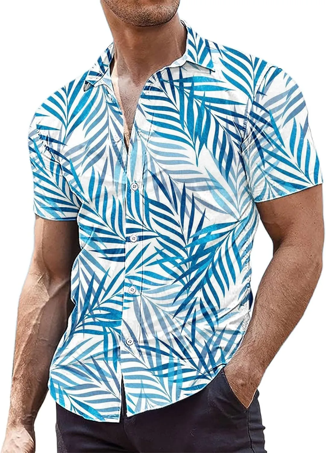 Hawaiian Shirt for Men Summer Short Sleeve Button Down Tropical Floral Beach Vacation Shirt for Beach,Pool Parties