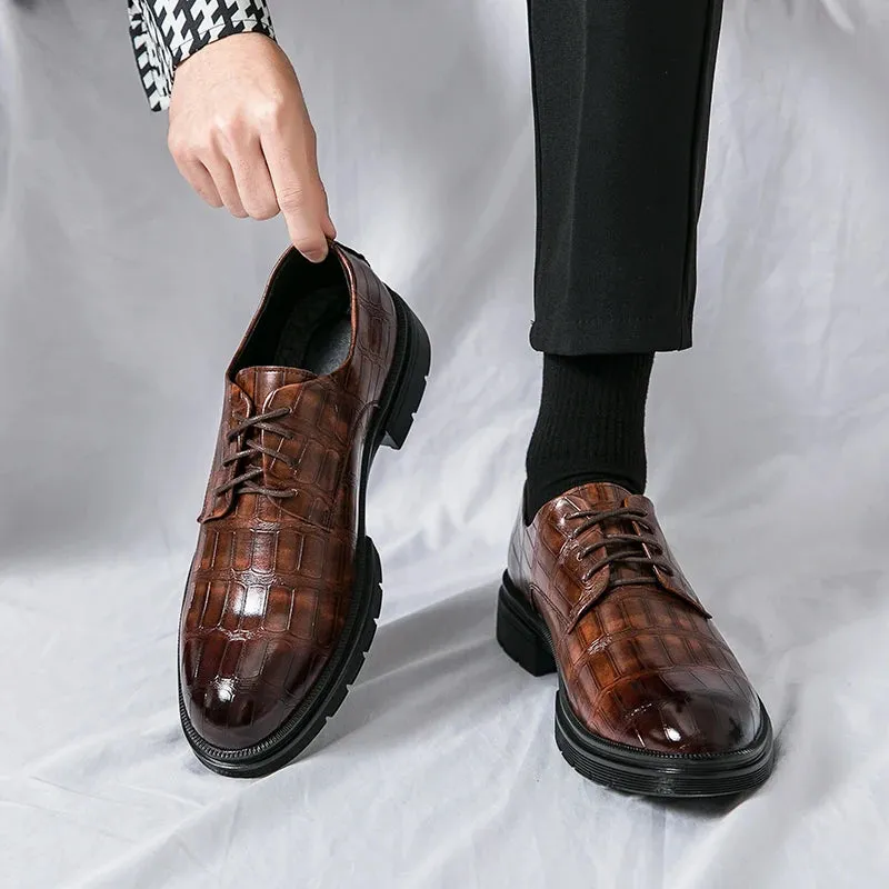 Hnzxzm New Luxury Fashion Wedding Business Shoes Men's Oxford Dress Shoes Crocodile Men's Office Heightening Formal Shoes 38-46