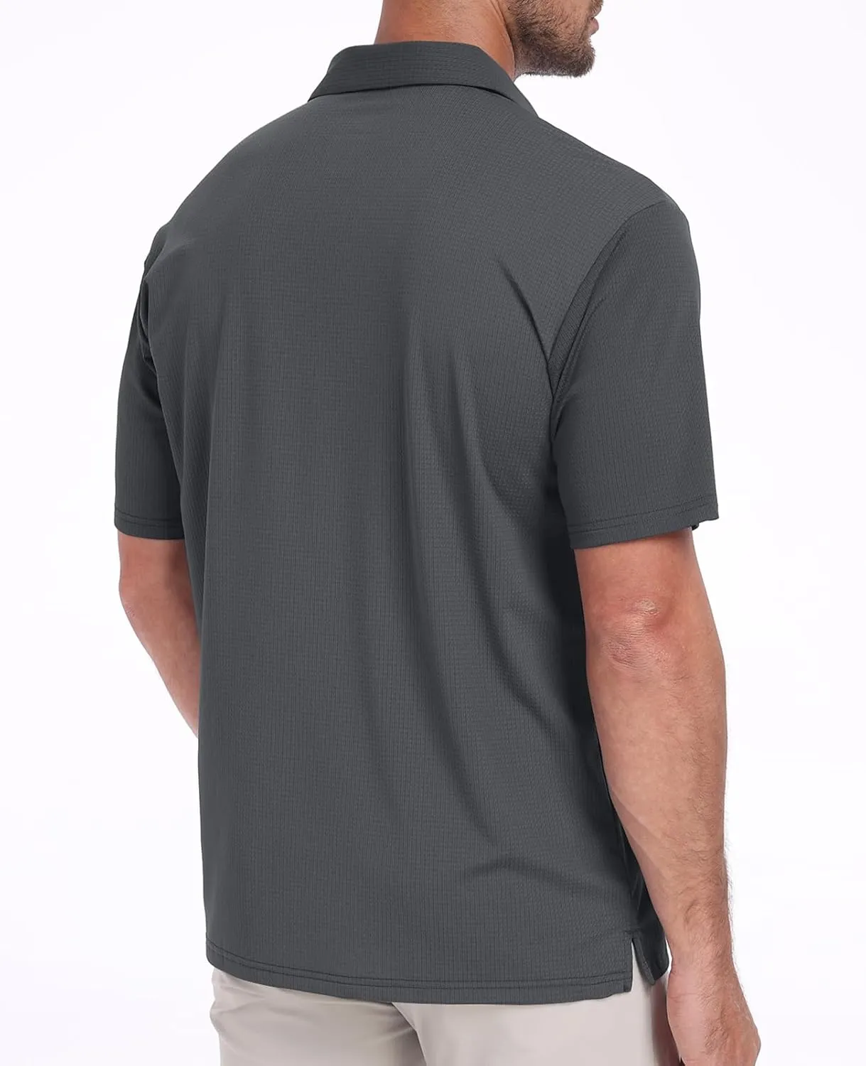 Hodaweisolp Mens Polo Shirts Short Sleeve Dry Fit Jacquard Moisture Wicking Performance Golf Shirt