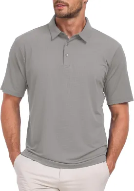 Jacquard Polo Shirts for Men Short Sleeve Golf Shirt Dry Fit Moisture Wicking Performance Golf Shirts