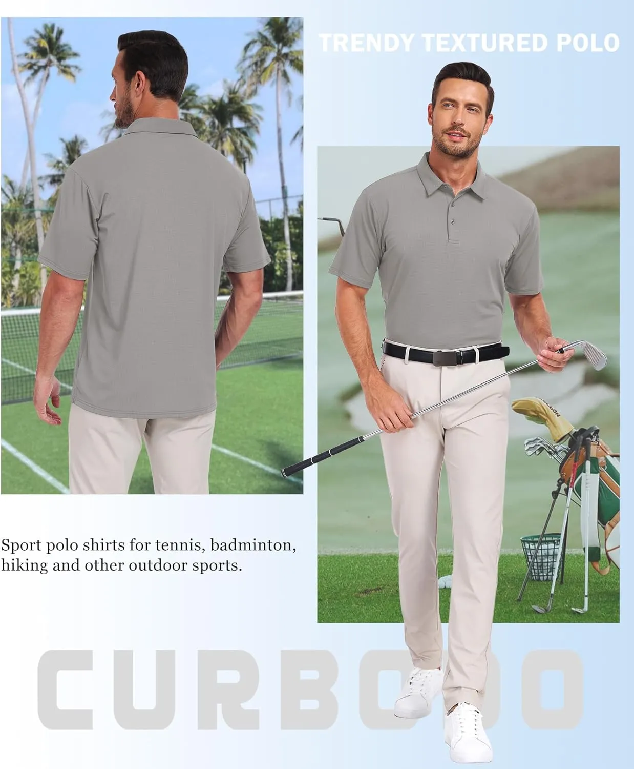 Jacquard Polo Shirts for Men Short Sleeve Golf Shirt Dry Fit Moisture Wicking Performance Golf Shirts