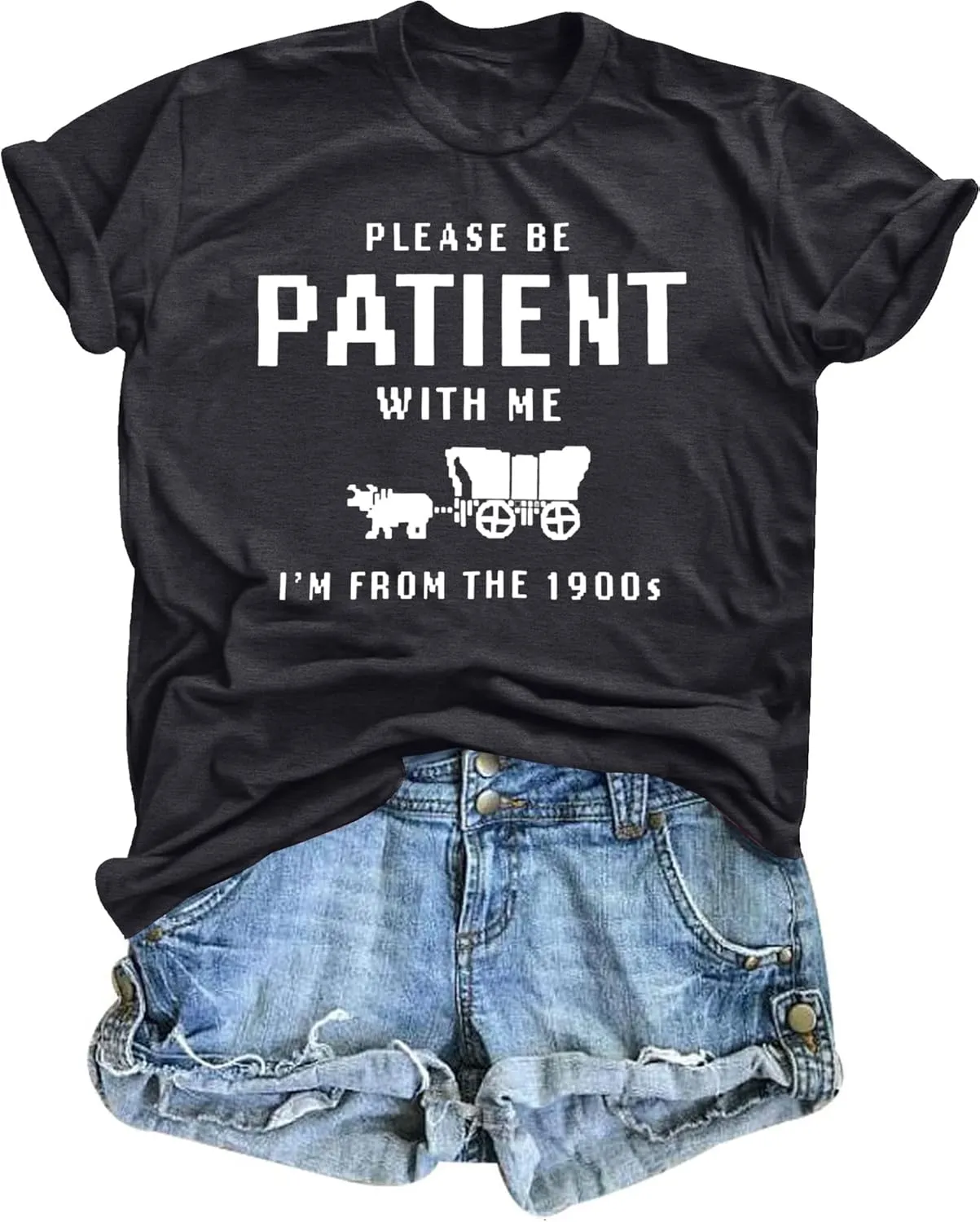 KIDDAD Please Be Patient with Me Im from The 1900s Shirts 1900s Tshirt Vintage Graphic Shirt Funny Short Sleeve Tee Top