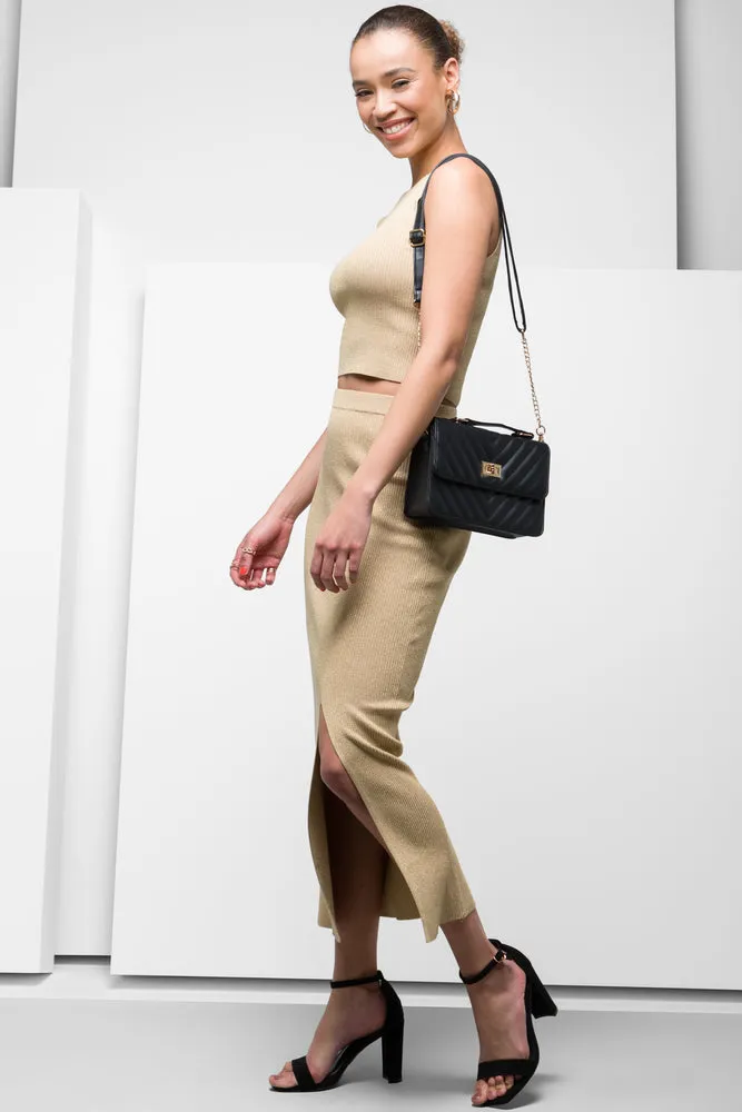 Lurex Knitwear Vest Gold