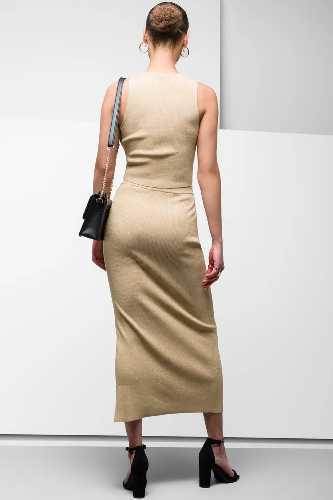 Lurex Knitwear Vest Gold