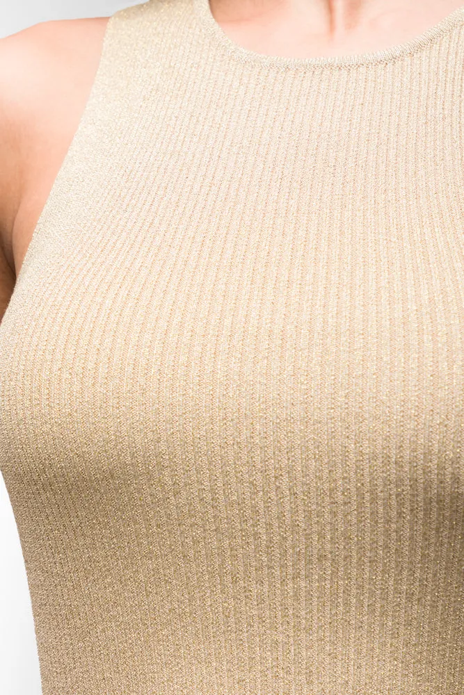 Lurex Knitwear Vest Gold