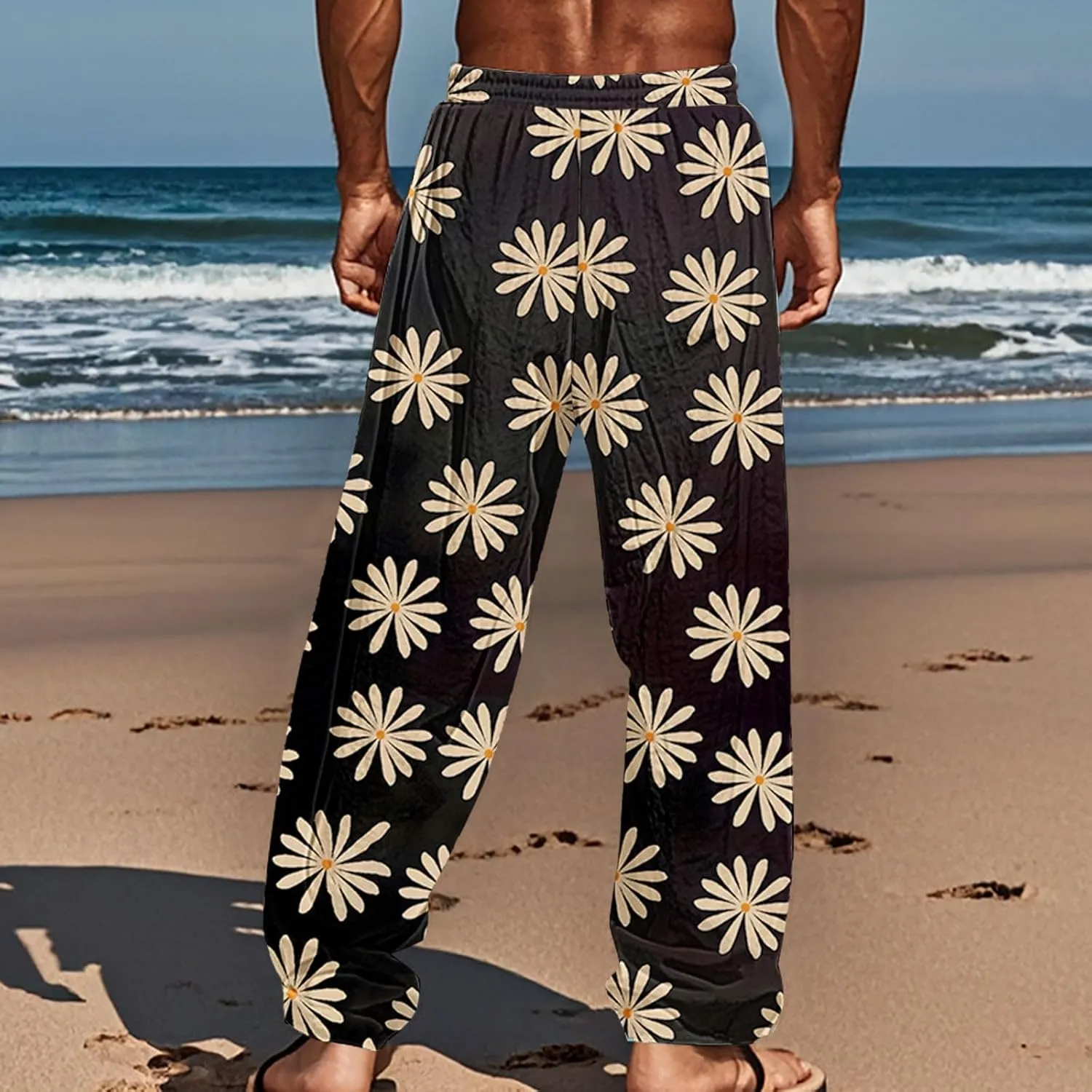 Men's Big and Tall Hawaii Sweatpants Tropical Beach Lounge Pants Breathable Relaxed Fit Vacation Drawstring Waist