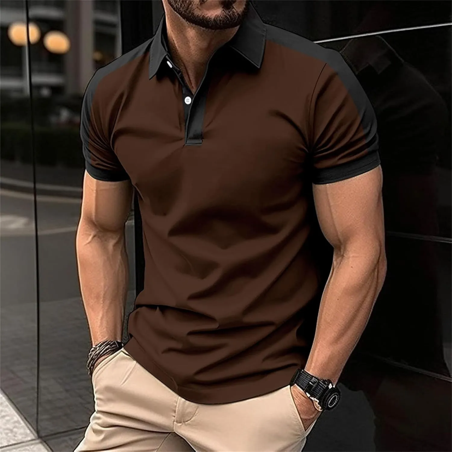 Men's Shirts Turn Down Collar American Flag Print Patriotic Shirts Slim Fit Short Sleeve Golfs Casual Tops for Men