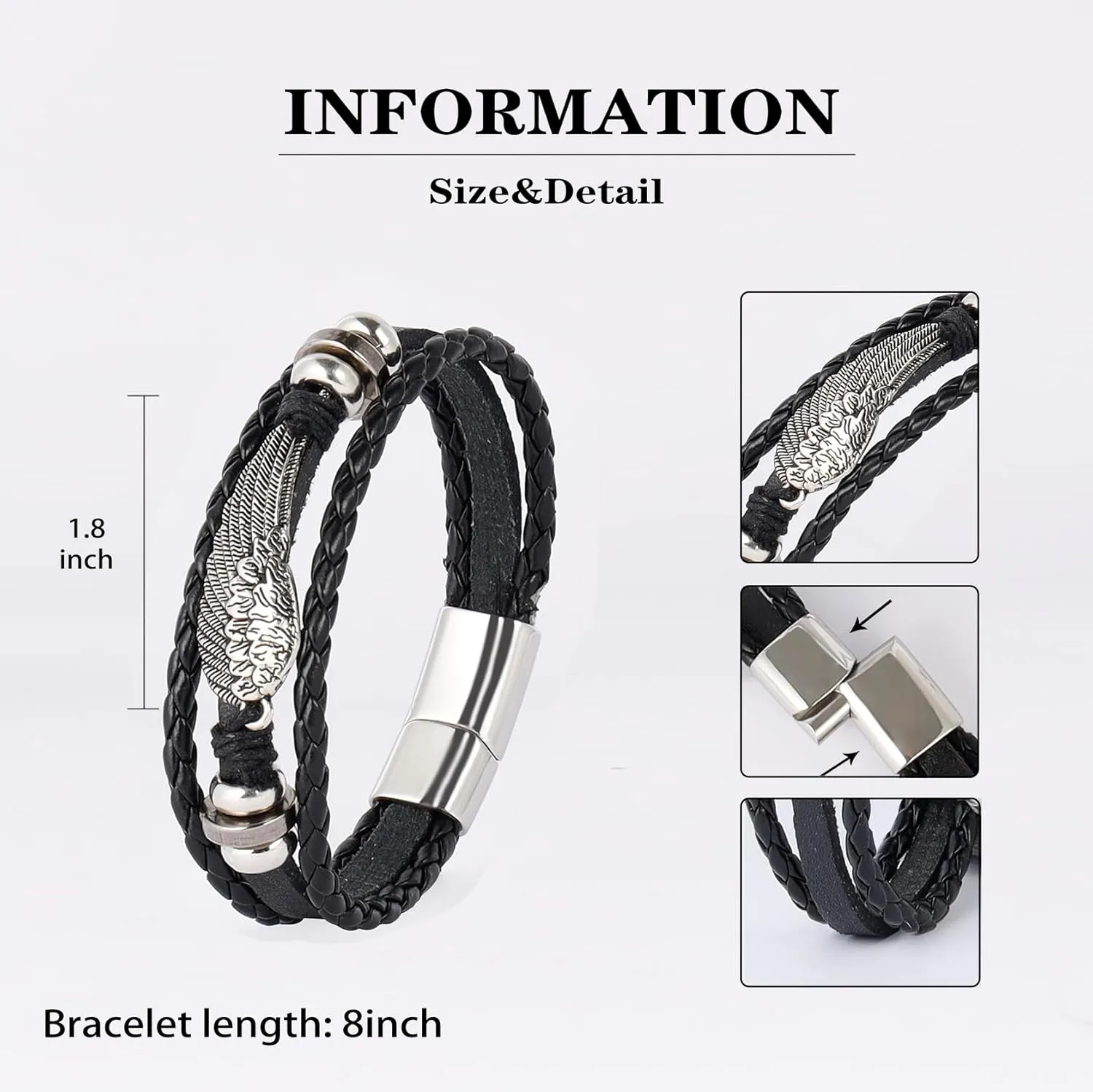 MILAKOO 5 Pcs Braided Leather Bracelets for Men Women Woven Cuff Bracelet Adjustable