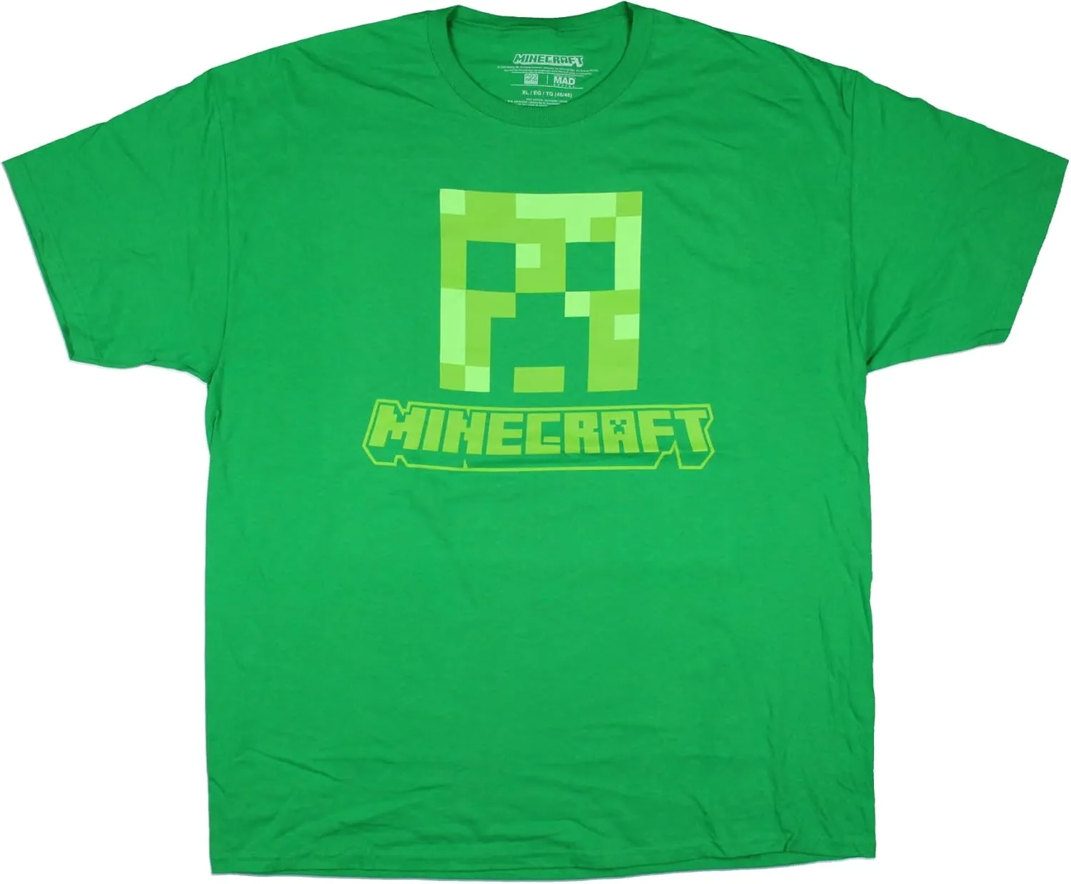 Minecraft T-Shirt Men's Video Game Creeper Block Face Graphic Print Adult Short Sleeve T-Shirt (Creeper Face, Large) Green