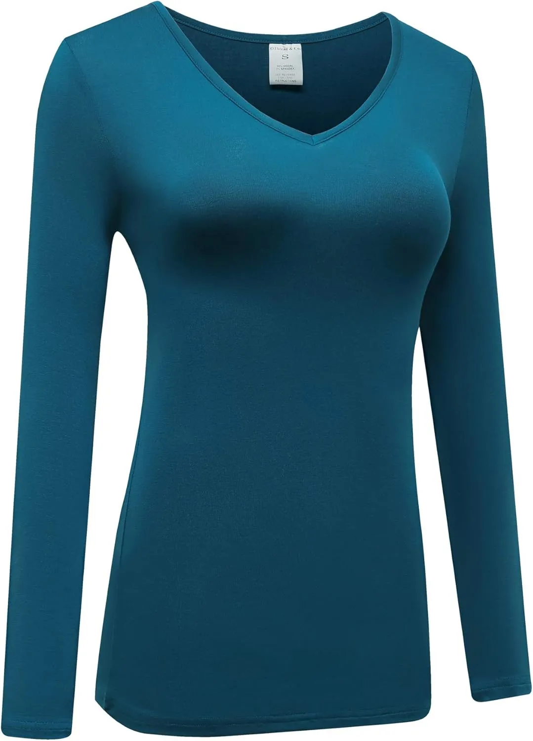 OThread & Co. Women's Long Sleeve T-Shirt V-Neck Basic Layer Stretchy Shirts