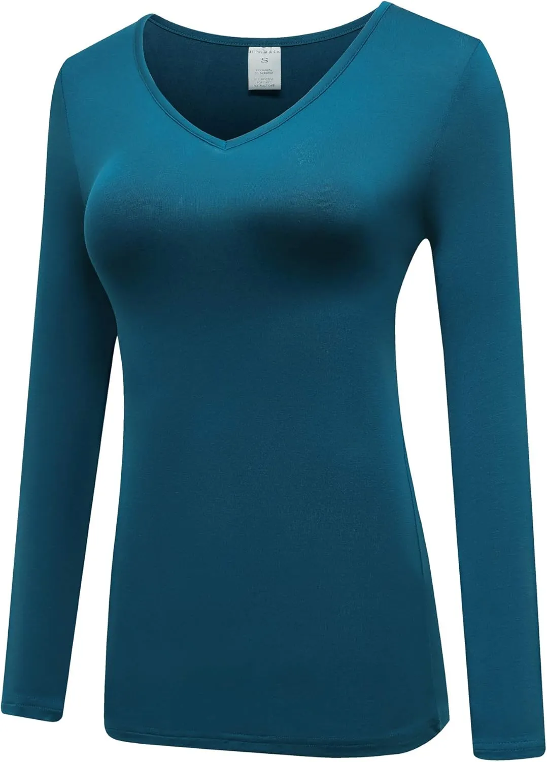 OThread & Co. Women's Long Sleeve T-Shirt V-Neck Basic Layer Stretchy Shirts