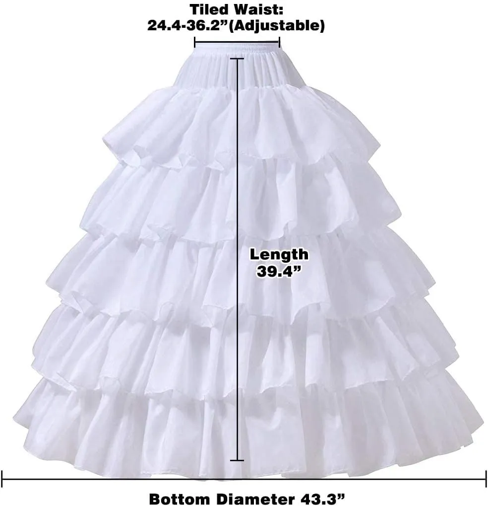 Petticoats for Women Crinoline Underskirt Slips, 5 Ruffles Wedding Underskirt for Women