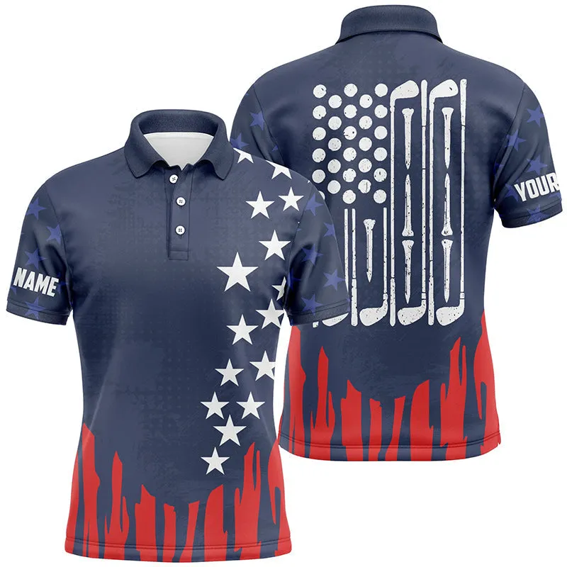 Red White And Blue American Flag Mens Golf Polo Shirt Custom Patriotic Men'S Golf Outfits