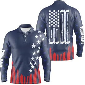 Red White And Blue American Flag Mens Golf Polo Shirt Custom Patriotic Men'S Golf Outfits