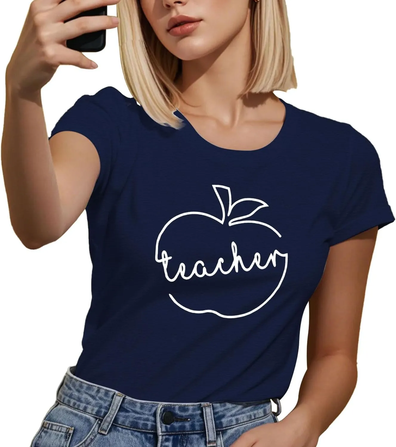 Teacher Shirts for Women Heart T-Shirt Women Teacher Appreciation Tee Teaching Support Tops