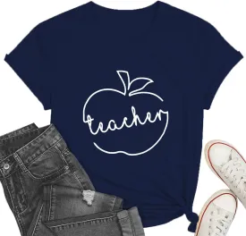 Teacher Shirts for Women Heart T-Shirt Women Teacher Appreciation Tee Teaching Support Tops