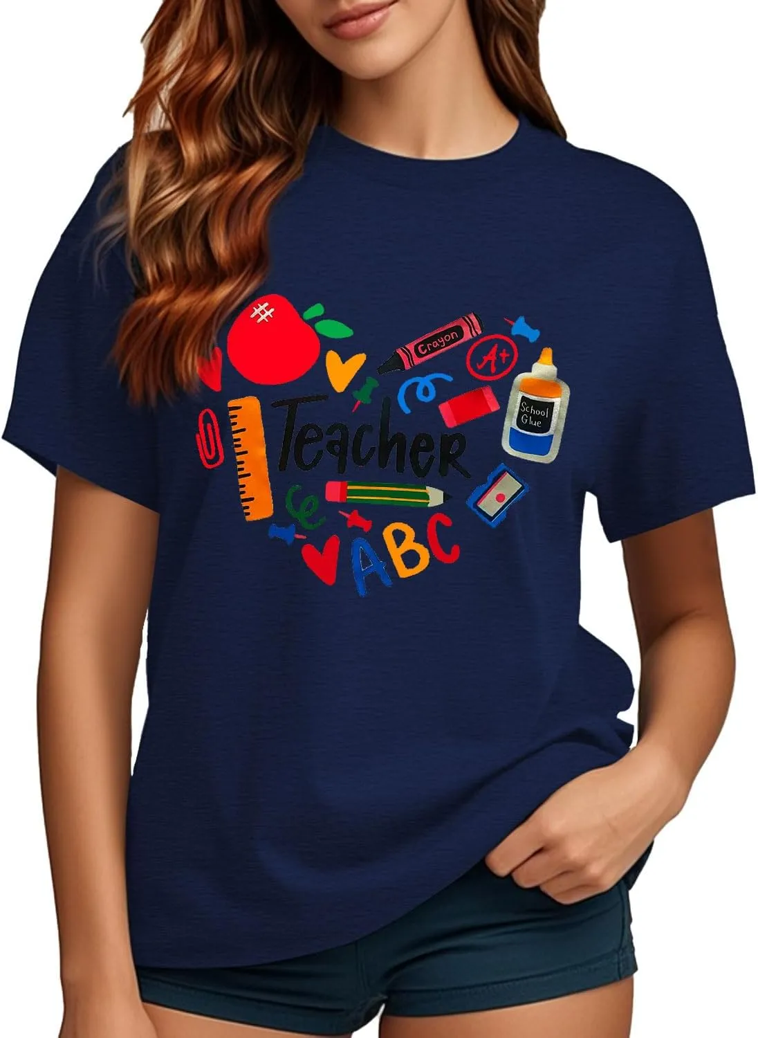 Teacher Shirts for Women Heart T-Shirt Women Teacher Appreciation Tee Teaching Support Tops