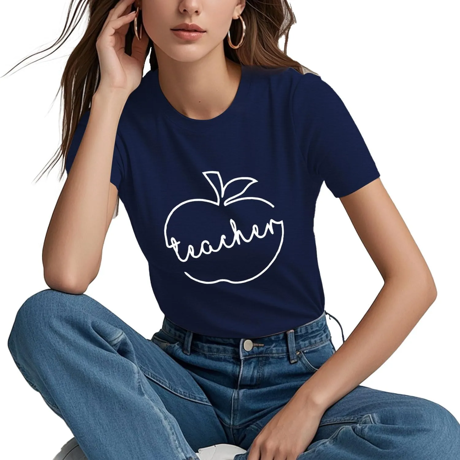Teacher Shirts for Women Heart T-Shirt Women Teacher Appreciation Tee Teaching Support Tops