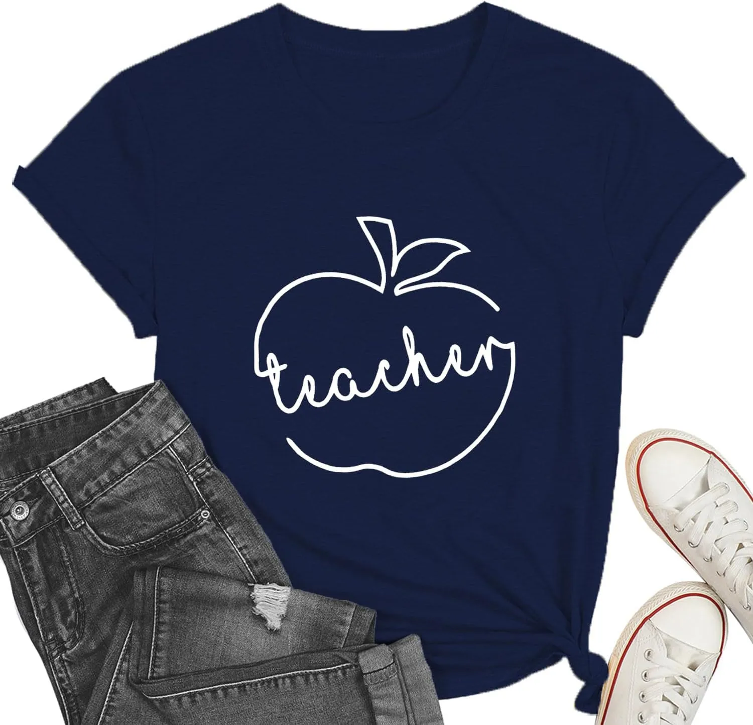 Teacher Shirts for Women Heart T-Shirt Women Teacher Appreciation Tee Teaching Support Tops