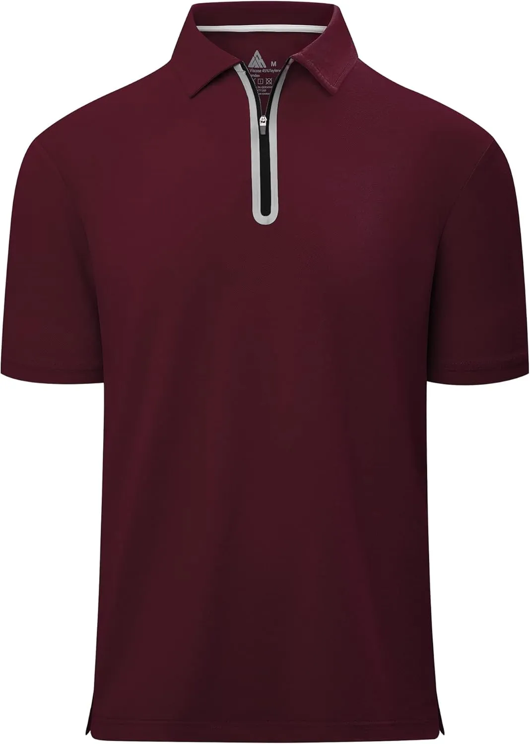 V VALANCH Mens Zipper Polo Shirts Short Sleeve Moisture Wicking Outdoor Golf Shirt Collared Athletic Tennis Polo