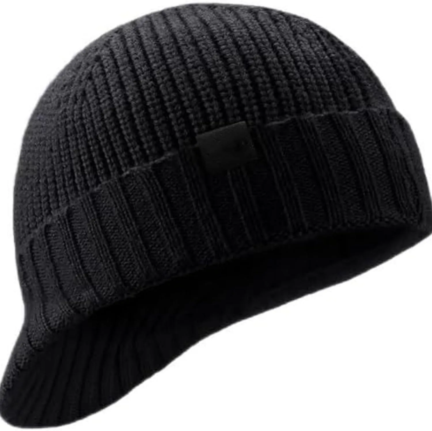 Winter Beanie with Brim for Men Women - Thick Warm Stylish Knit Beanie Hat, Soft Stretch Cute Mens Winter Hats with Visor (US, Alpha, One Size, 03Black, Skullies & Beanies, Skullies & Beanies)